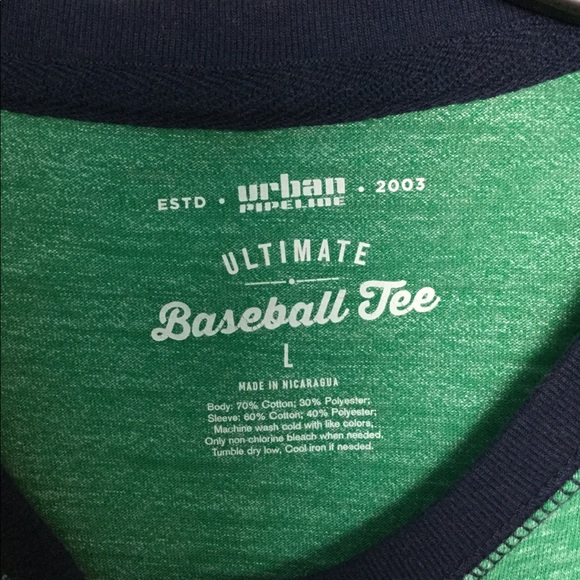 2 Urban Pipeline L Baseball Jersey Shirt Green Red - Picture 6 of 7